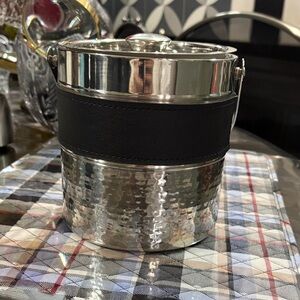 Godinger Silver and Black Leather band Ice Bucket